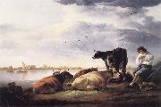Cows and Herdsman by a River, Aelbert Cuyp